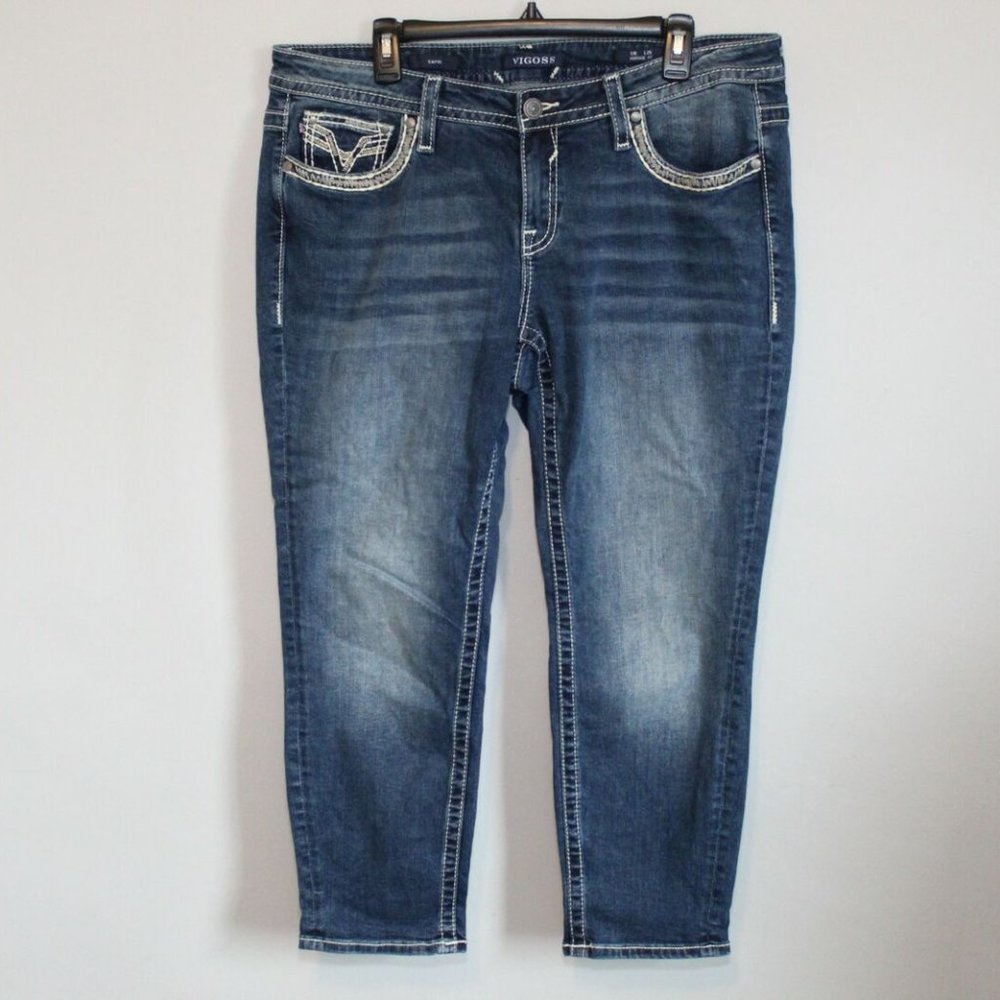 VIGOSS Capri Heritage Fit Jeans Thick Stitch Women's Size 16 H12054 - Picture 2 of 12